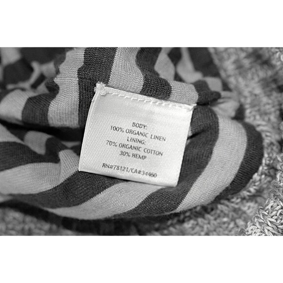 Eileen Fisher - Coastal Beach Asthetic 2 Layer Linen Strip Top, Grey White Med - Picture 5 of 9